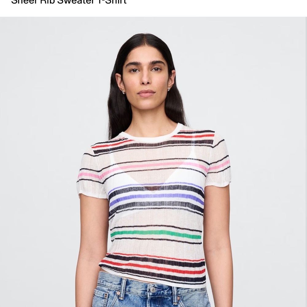 Striped Sheer Rib T-Shirt